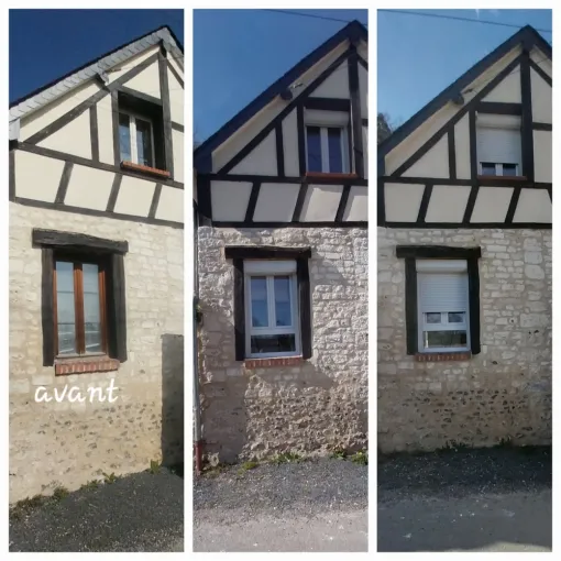 Pose de menuiseries PVC et volets roulants aluminium en rénovation dans une maison normande à Évreux, Évreux, TECHNICOPOSES